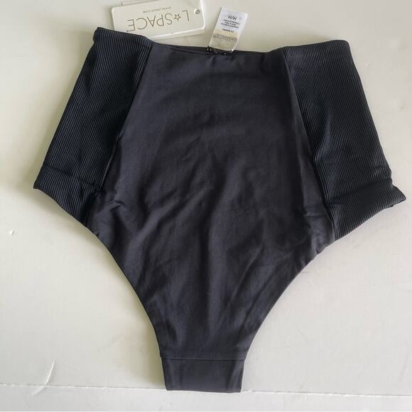 L*Space Jackie High Waist Bikini Bottom Swim Black - Picture 2 of 13